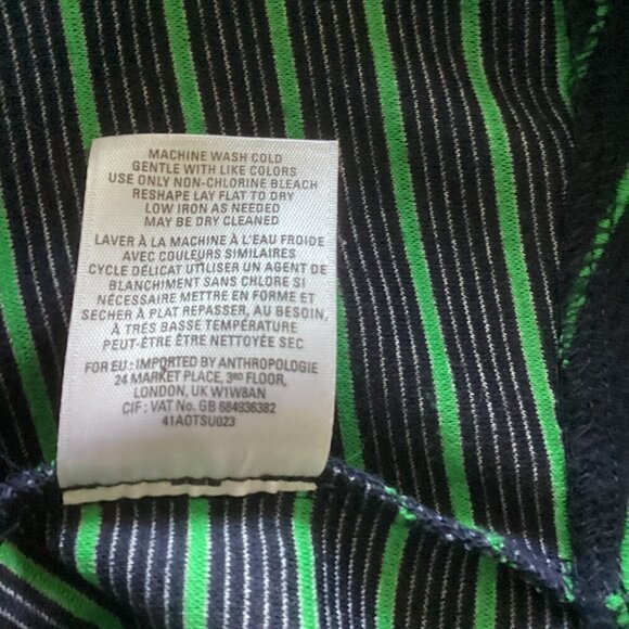 Anthropology Postmark Striped Tunic Lace Sleeves Sz S Blue & Green 91E - Picture 8 of 9